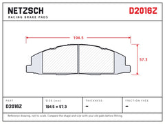 NETZSCH D2016Z brake pad drawing