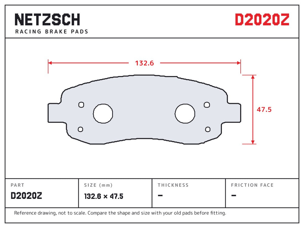 NETZSCH D2020Z brake pad drawing