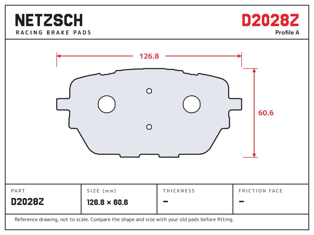 NETZSCH D2028Z brake pad drawing