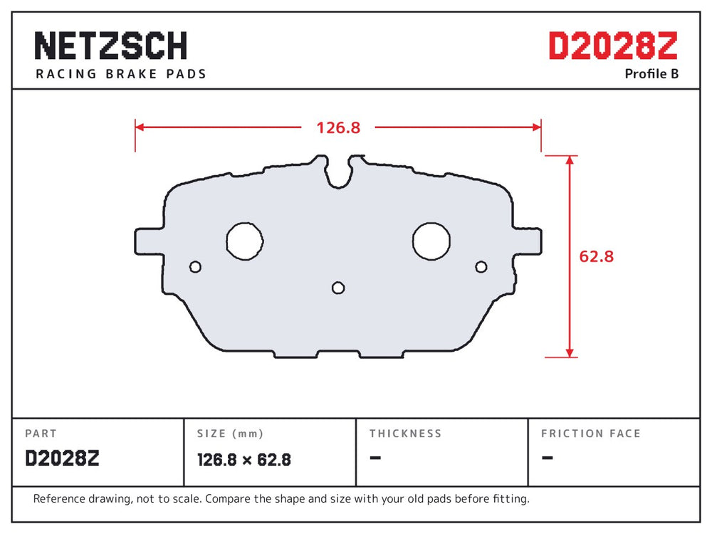 NETZSCH D2028Z brake pad drawing