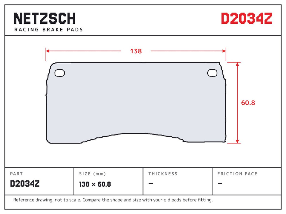 NETZSCH D2034Z brake pad drawing
