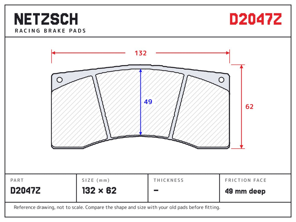 NETZSCH D2047Z brake pad drawing