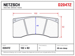NETZSCH D2047Z brake pad drawing