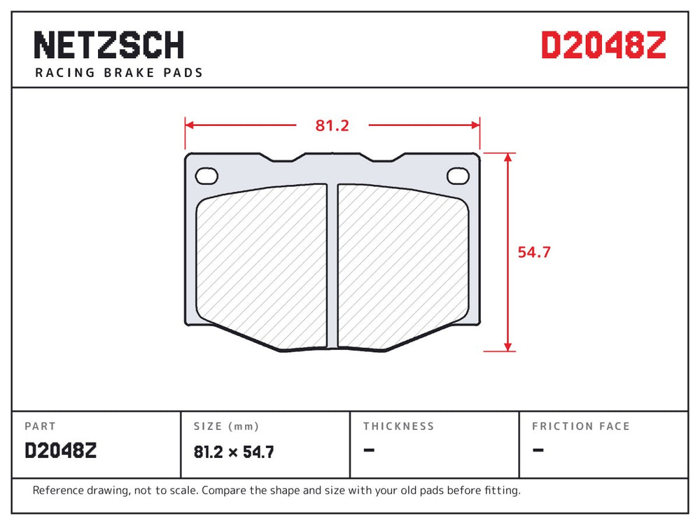 NETZSCH D2048Z brake pad drawing