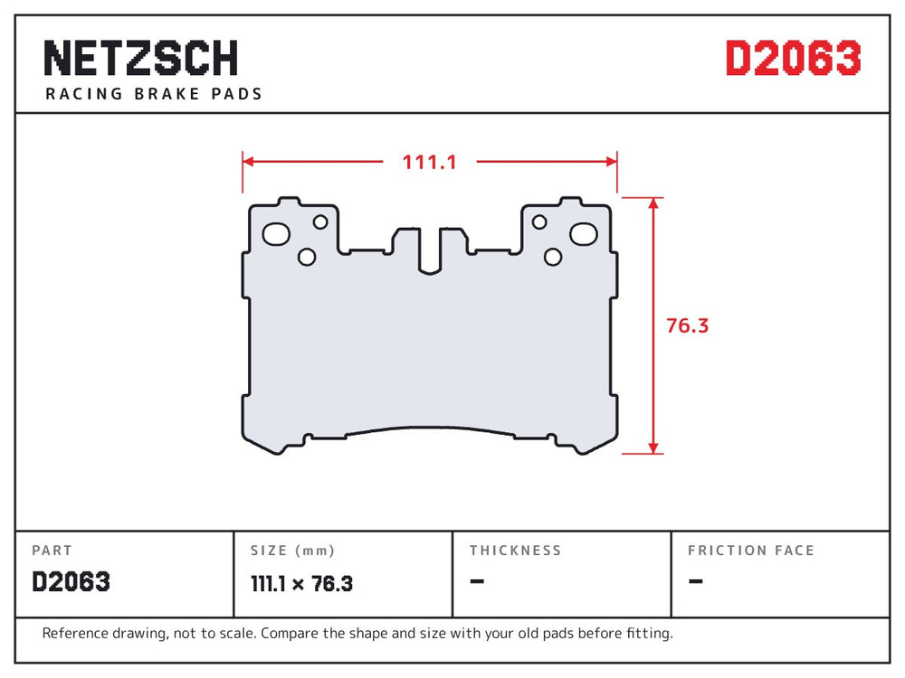 NETZSCH D2063 brake pad drawing