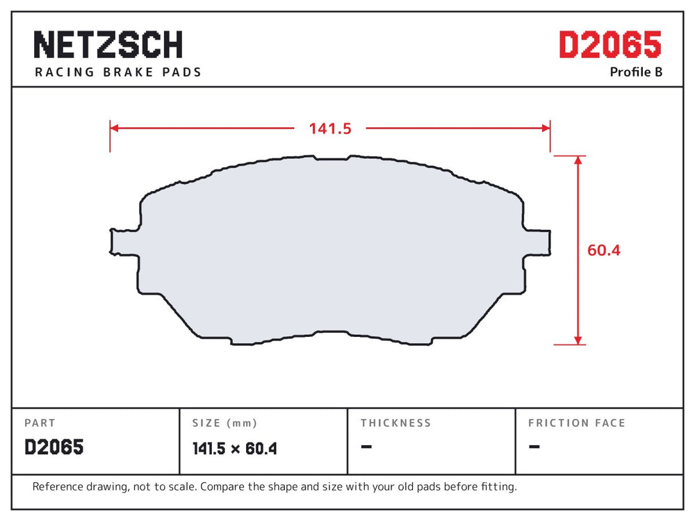 NETZSCH D2065 brake pad drawing