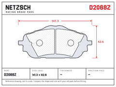 NETZSCH D2068Z brake pad drawing