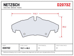 NETZSCH D2073Z brake pad drawing
