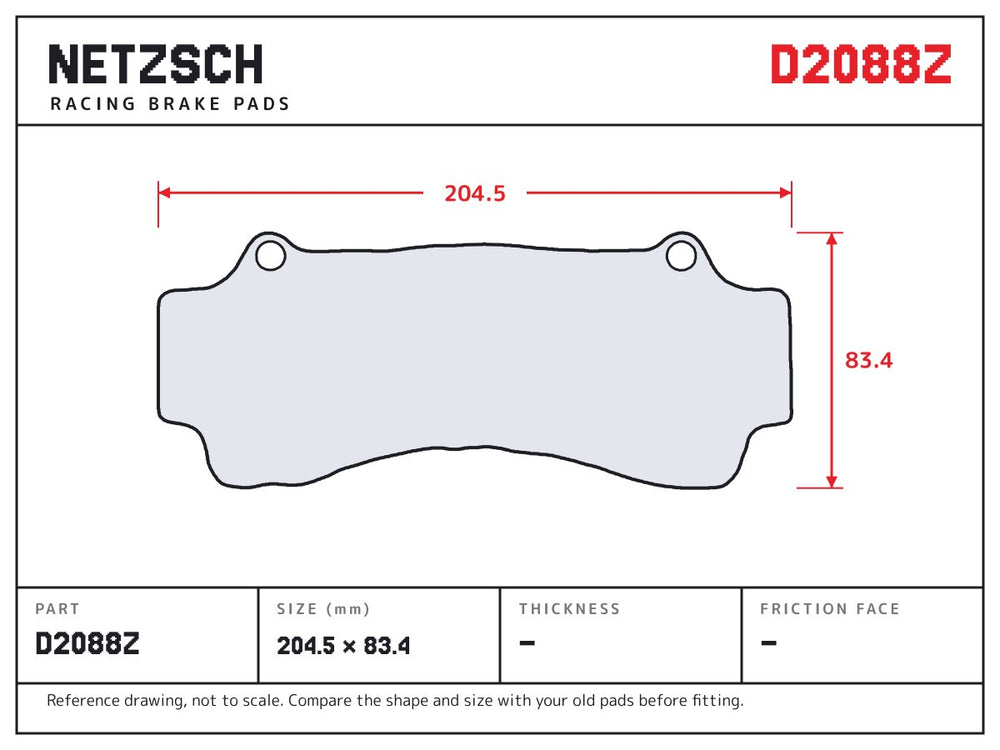NETZSCH D2088Z brake pad drawing