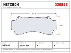 NETZSCH D2088Z brake pad drawing
