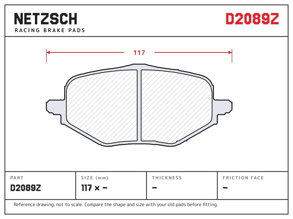 NETZSCH D2089Z brake pad drawing