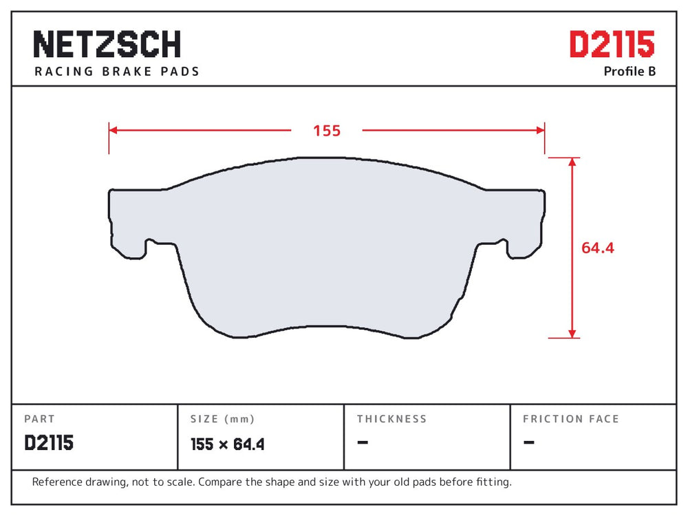 NETZSCH D2115 brake pad drawing