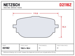 NETZSCH D2116Z brake pad drawing