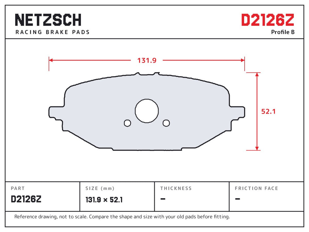 NETZSCH D2126Z brake pad drawing