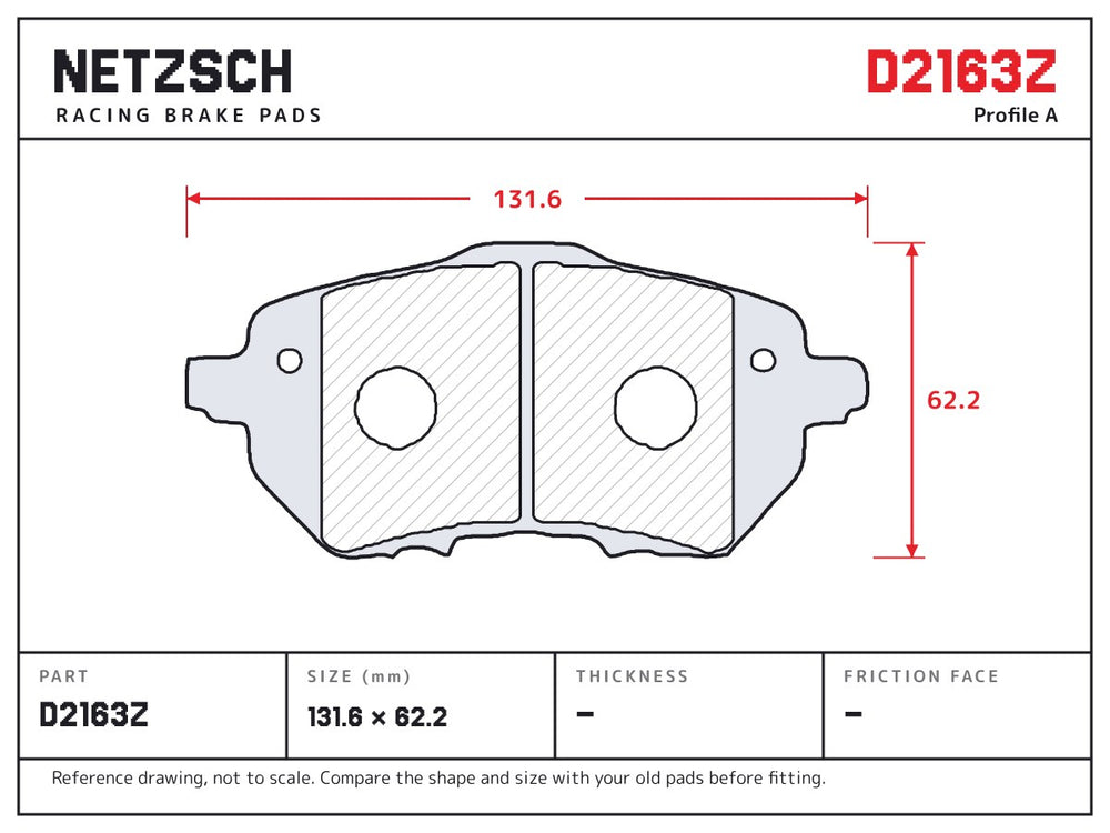 NETZSCH D2163Z brake pad drawing