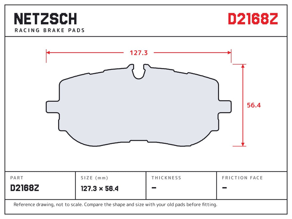 NETZSCH D2168Z brake pad drawing