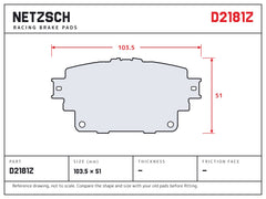 NETZSCH D2181Z brake pad drawing