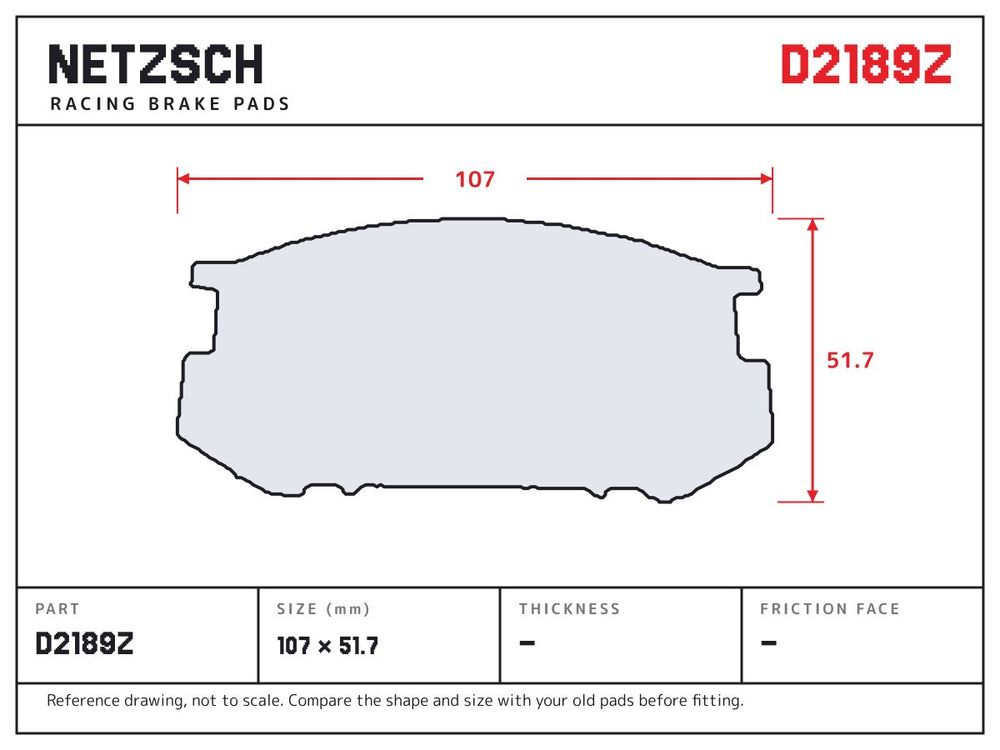 NETZSCH D2189Z brake pad drawing