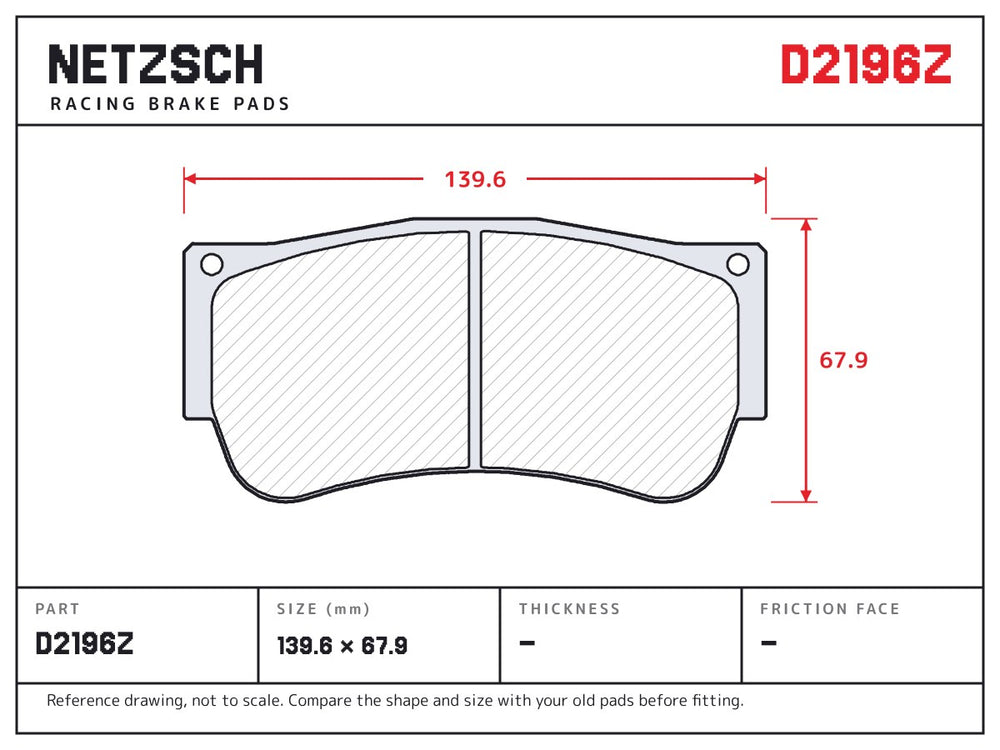 NETZSCH D2196Z brake pad drawing