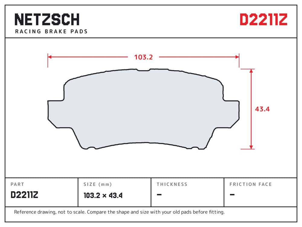 NETZSCH D2211Z brake pad drawing