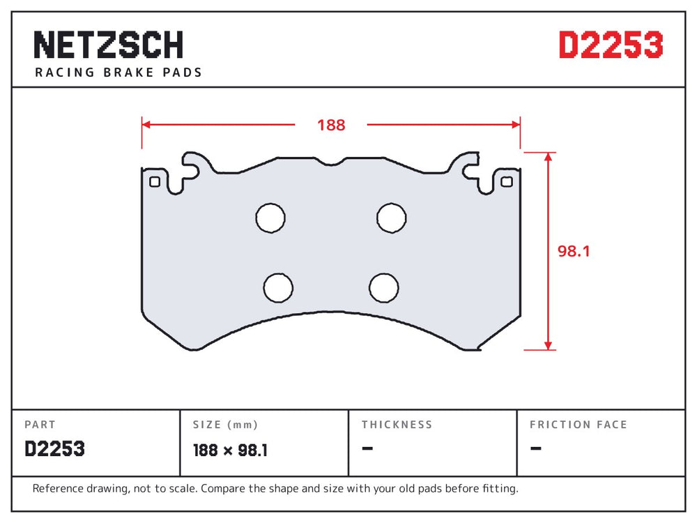 NETZSCH D2253 brake pad drawing