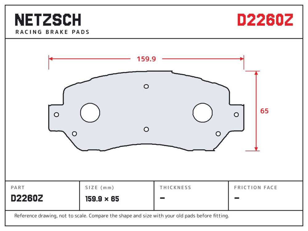 NETZSCH D2260Z brake pad drawing