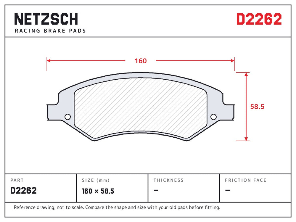 NETZSCH D2262 brake pad drawing