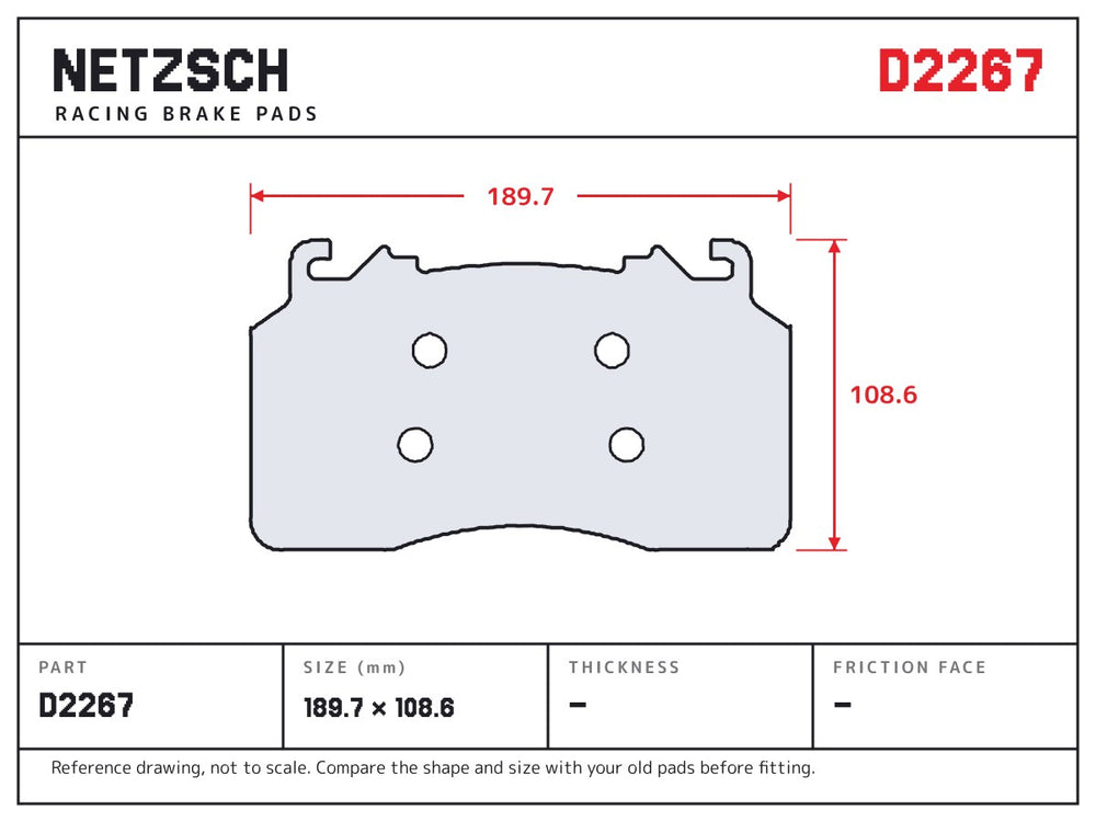 NETZSCH D2267 brake pad drawing