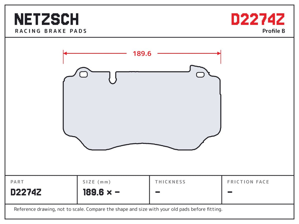 NETZSCH D2274Z brake pad drawing