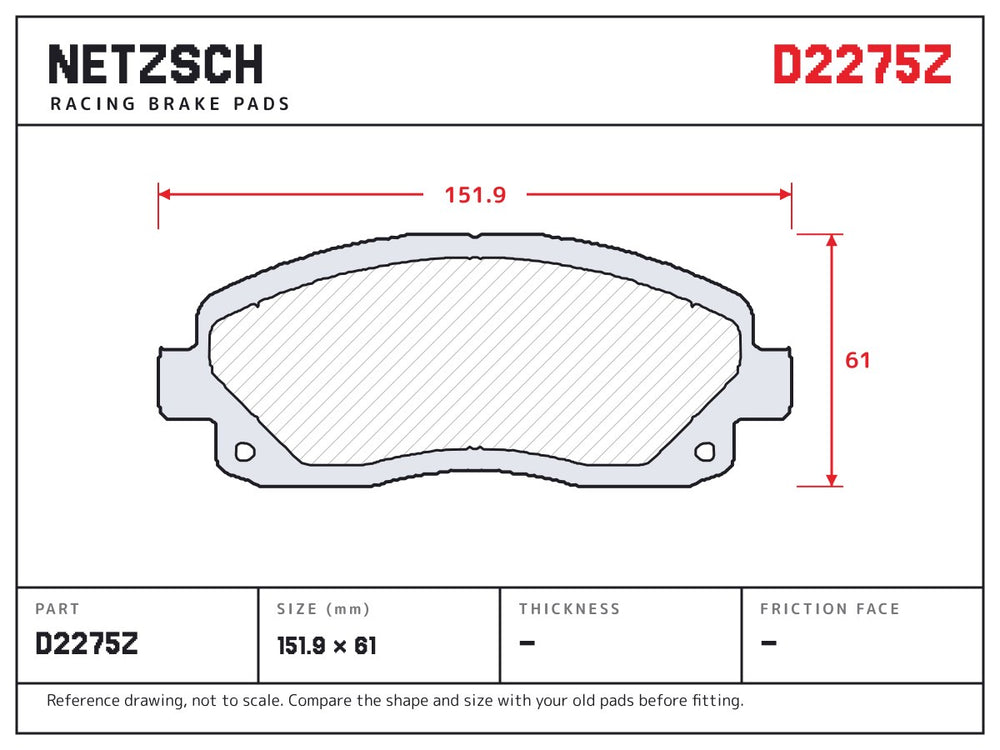 NETZSCH D2275Z brake pad drawing