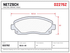 NETZSCH D2275Z brake pad drawing