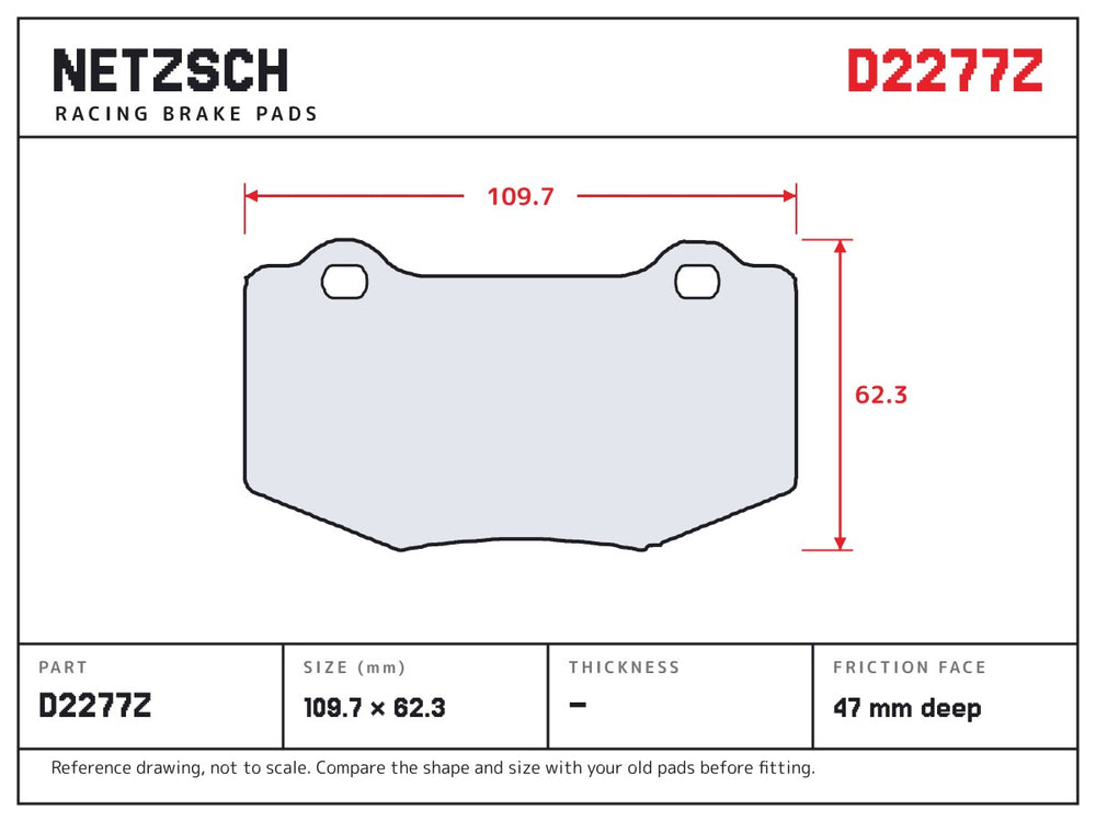 NETZSCH D2277Z brake pad drawing