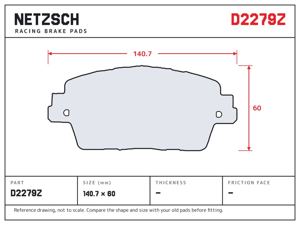 NETZSCH D2279Z brake pad drawing