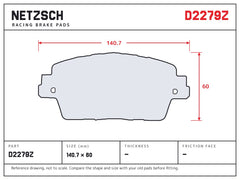 NETZSCH D2279Z brake pad drawing