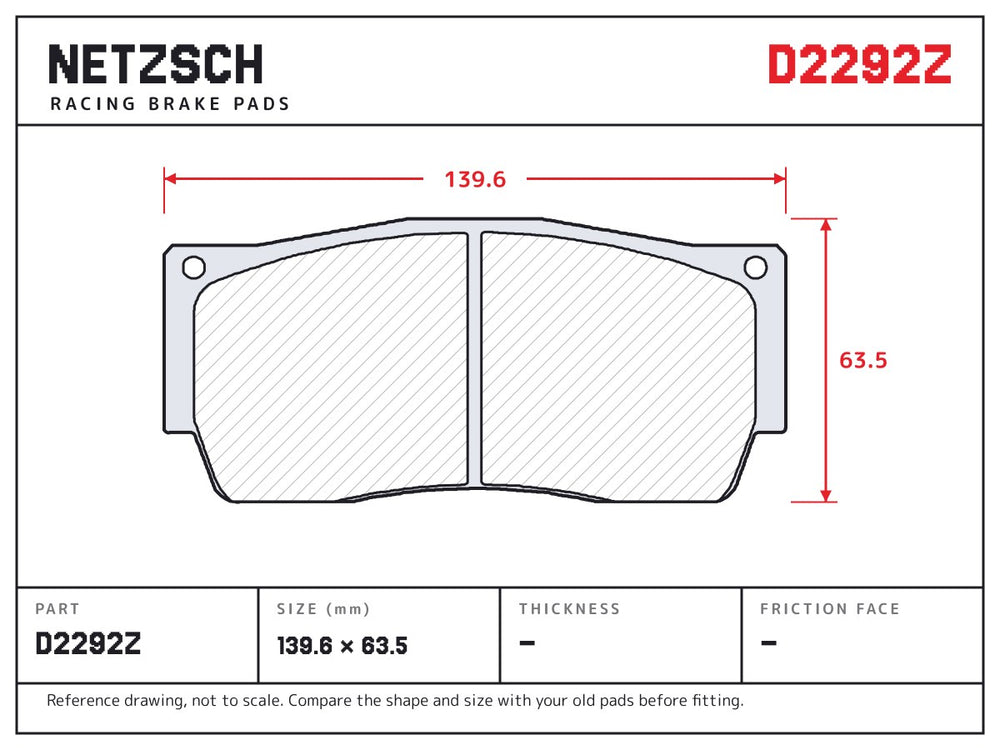NETZSCH D2292Z brake pad drawing