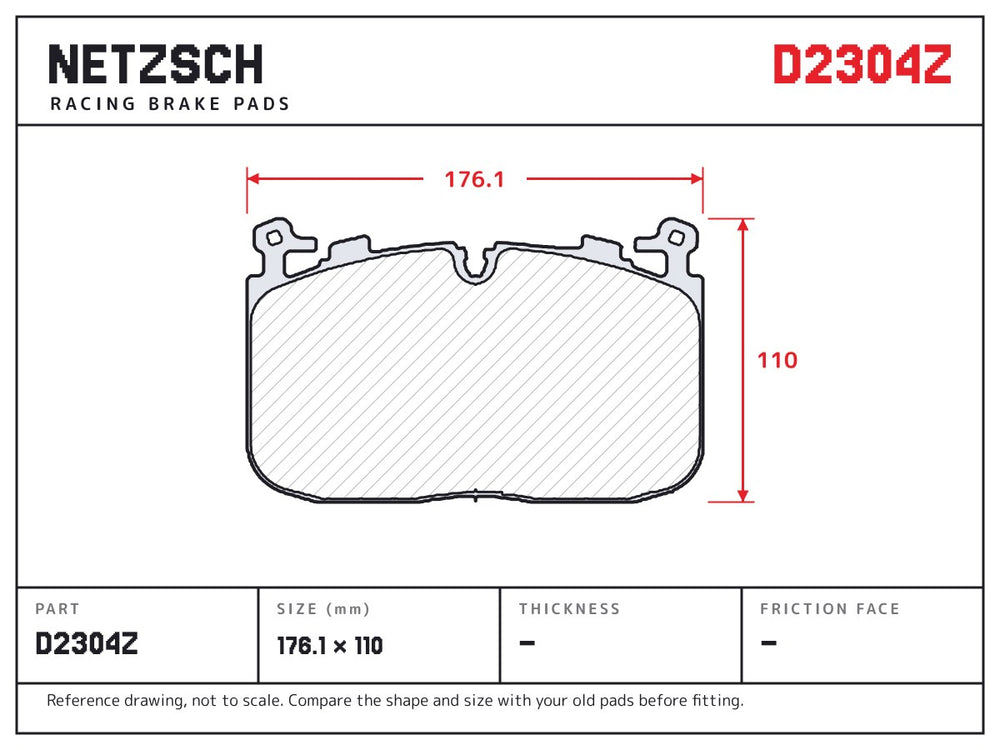 NETZSCH D2304Z brake pad drawing