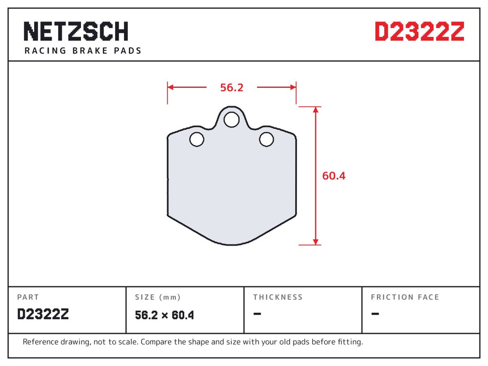 NETZSCH D2322Z brake pad drawing