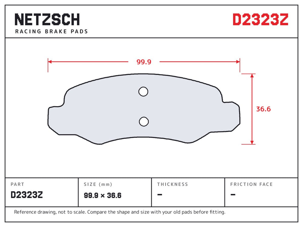 NETZSCH D2323Z brake pad drawing