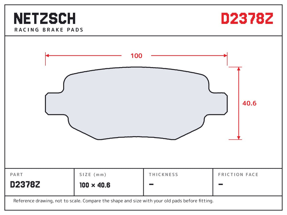 NETZSCH D2378Z brake pad drawing