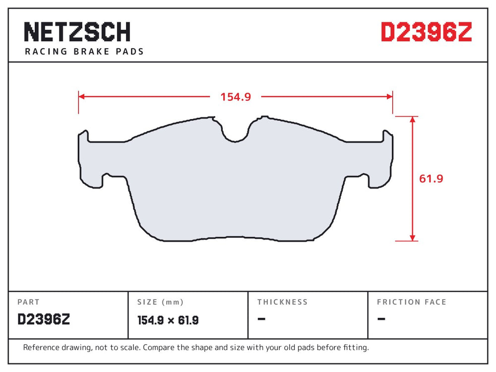 NETZSCH D2396Z brake pad drawing
