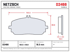 NETZSCH D2466 brake pad drawing, 18.3 mm thick