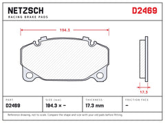 NETZSCH D2469 brake pad drawing, 17.3 mm thick