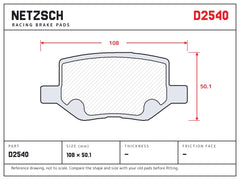 NETZSCH D2540 brake pad drawing