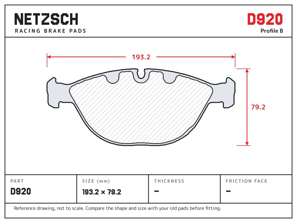 NETZSCH D920 brake pad drawing