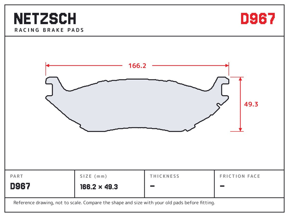 NETZSCH D967 brake pad drawing
