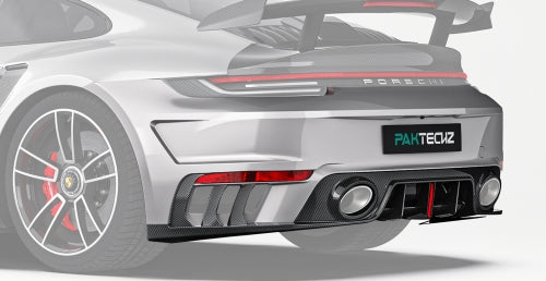 Paktechz Porsche 911 992 Turbo S Carbon Fiber Body Kit - Rear Bumper With Rear Diffuser