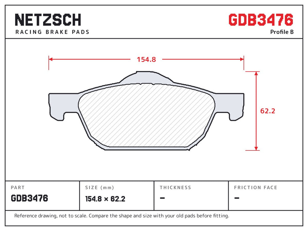 NETZSCH GDB3476 brake pad drawing