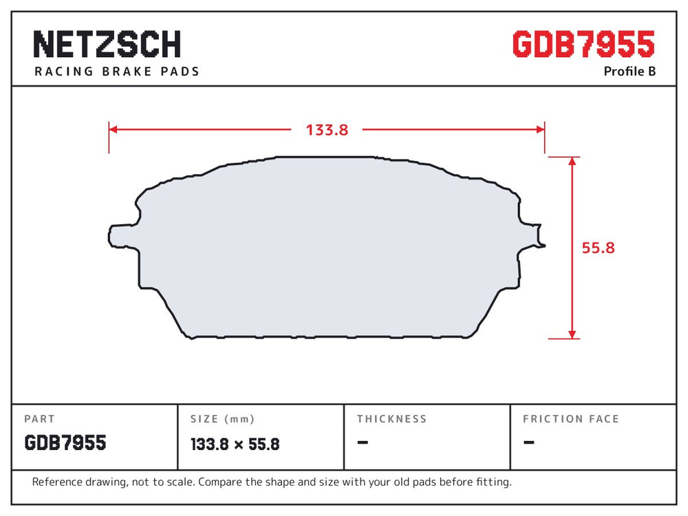 NETZSCH GDB7955 brake pad drawing