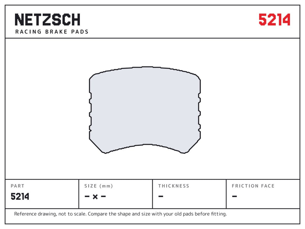 NETZSCH Wilwood 5214 brake pad drawing, 14 mm thick