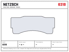 NETZSCH Wilwood 6318 brake pad drawing, 18 mm thick